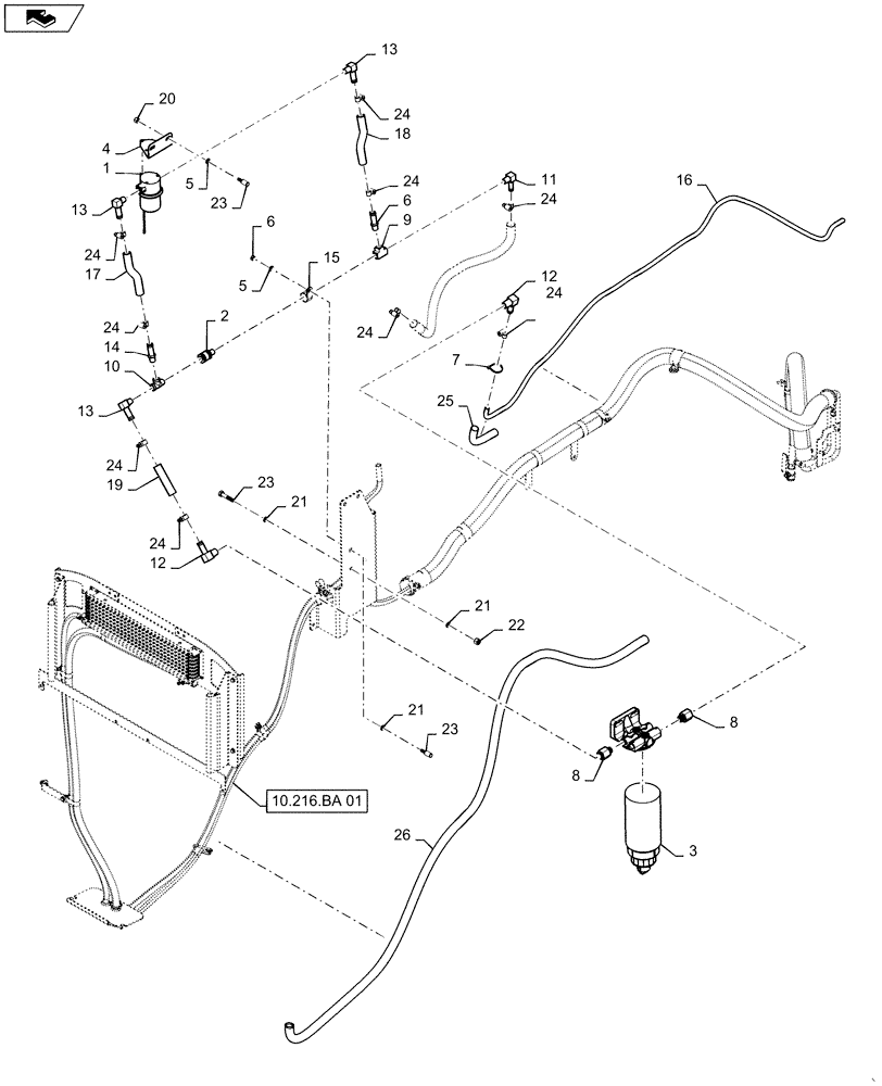 Схема запчастей Case IH STEIGER 350 - (10.206.AG[01]) - FUEL FILTER & FUEL TRANSFER PUMP - STEIGER 350 (10) - ENGINE