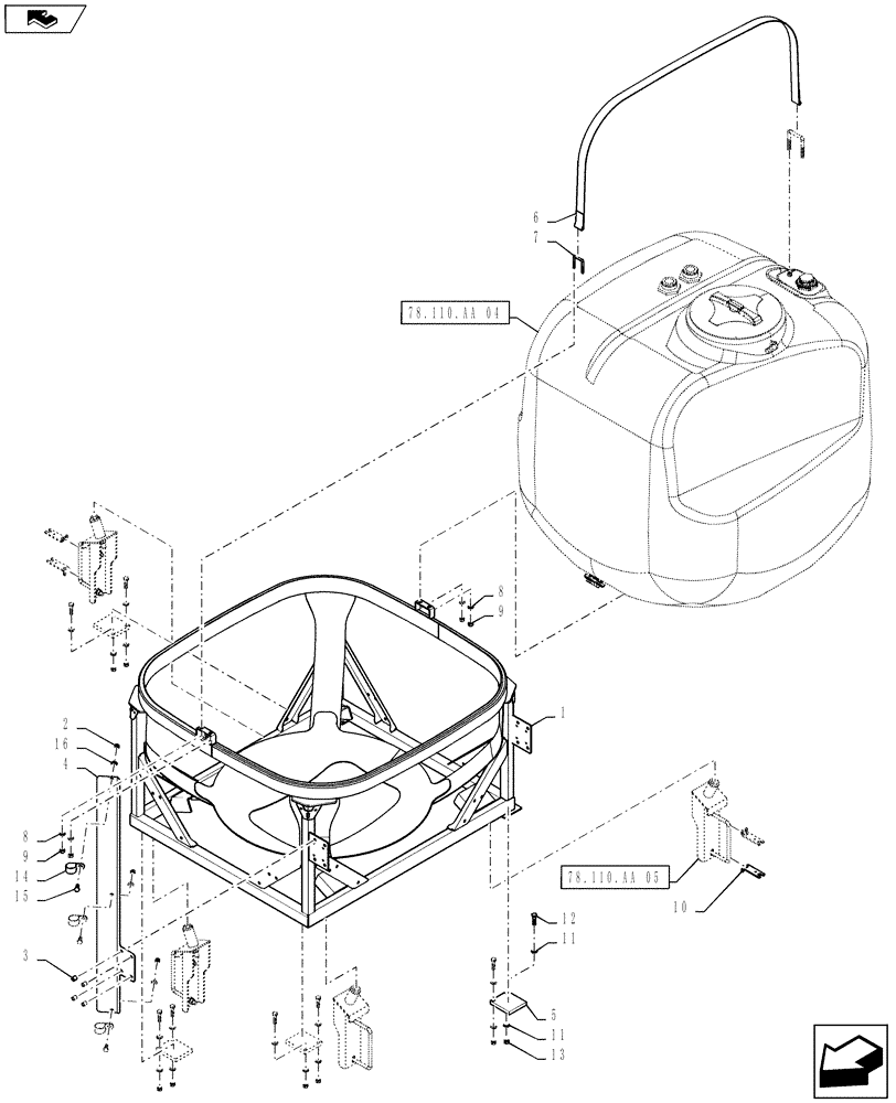 Схема запчастей Case IH 2240 - (78.110.AA[03]) - PRODUCT TANK MOUNTING, 3" FILL (78) - SPRAYING