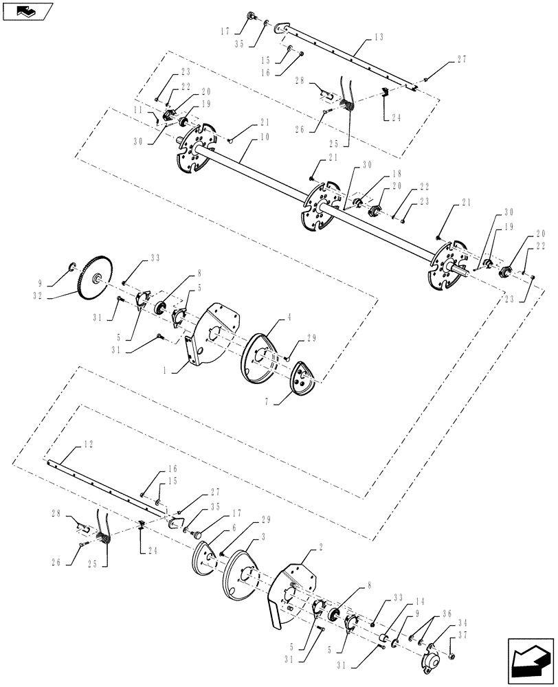 Схема запчастей Case IH RB565 - (60.220.BG[03]) - VAR - 726916 - 2M REEL 4-BAR, STEEL TINES (60) - PRODUCT FEEDING