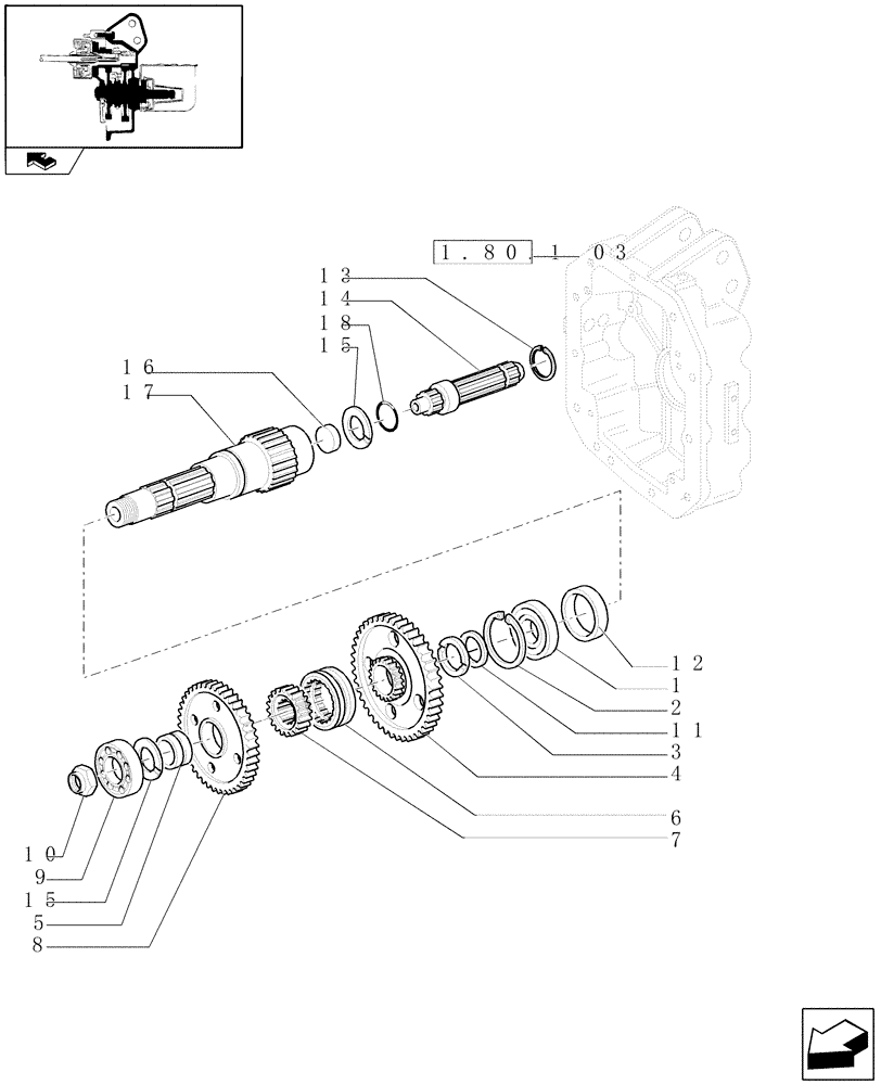 Схема запчастей Case IH PUMA 195 - (1.80.1[01]) - POWER TAKE-OFF 540E/1000 RPM - SHAFT AND GEARS - C6764 (07) - HYDRAULIC SYSTEM
