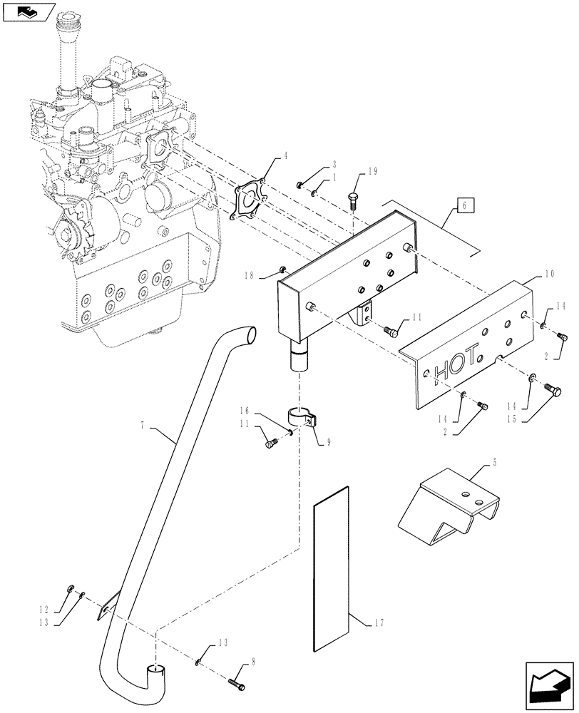 Схема запчастей Case IH FARMALL 55A - (10.254.04[04]) - EXHAUST (10) - ENGINE