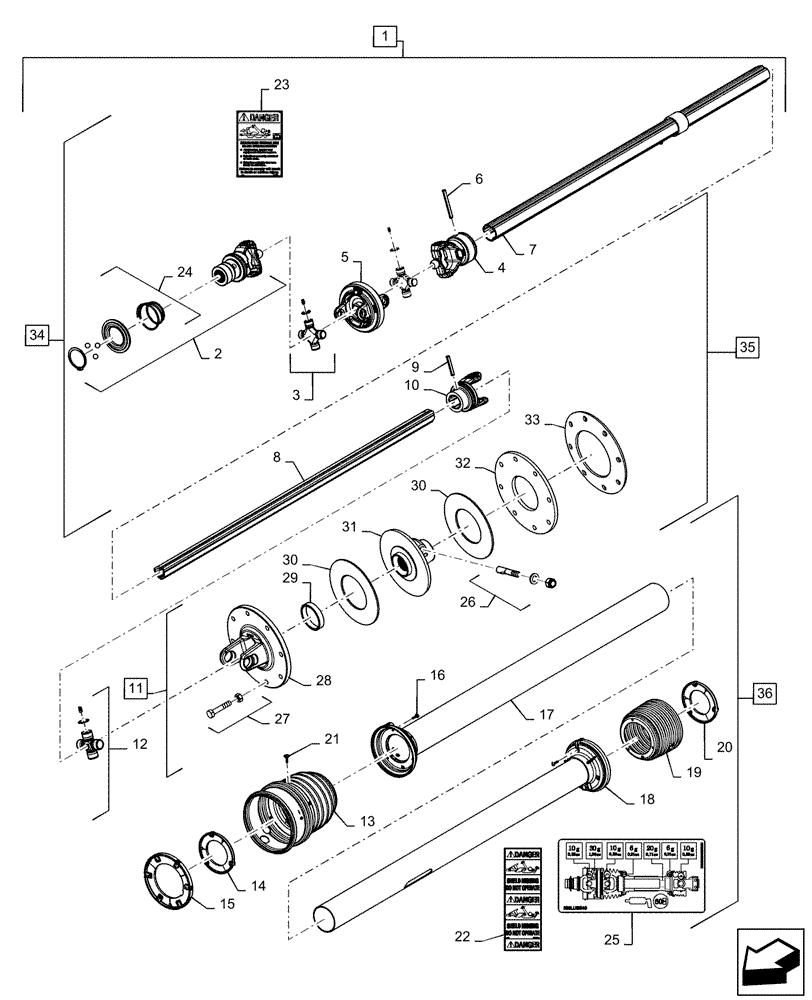 Схема запчастей Case IH RB465 - (31.201.AD[06]) - VAR - 726528 - PTO ASSY, SLIP CLUTCH, 1000 RPM, 1000 NM (31) - IMPLEMENT POWER TAKE OFF