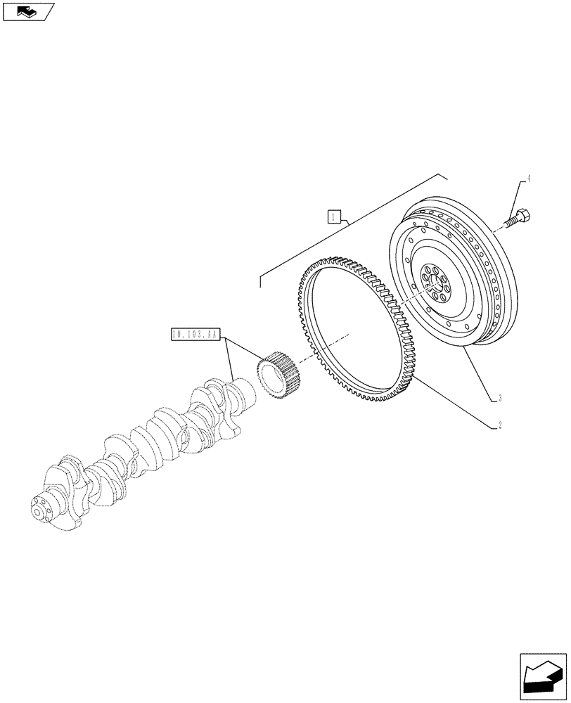 Схема запчастей Case IH F3BFE613E A015 - (10.103.AH) - ENGINE FLYWHEEL (10) - ENGINE