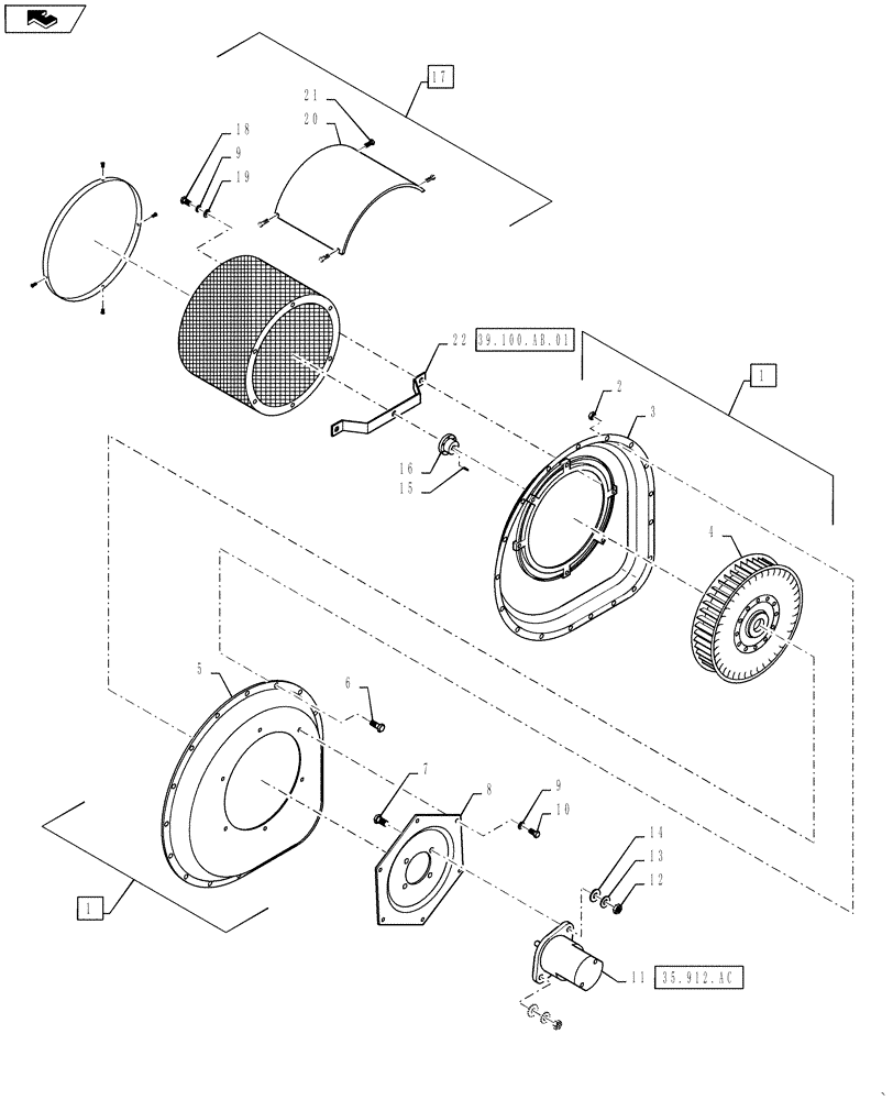 Схема запчастей Case IH 825 - (35.912.AB[01]) - HYDRAULIC FAN ASSEMBLY (35) - HYDRAULIC SYSTEMS