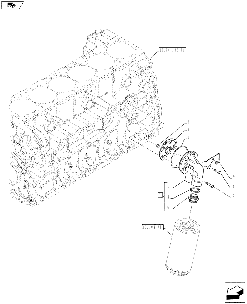 Схема запчастей Case IH F2CFE613L A022 - (10.304.AF) - LUBRICATION LINE (10) - ENGINE