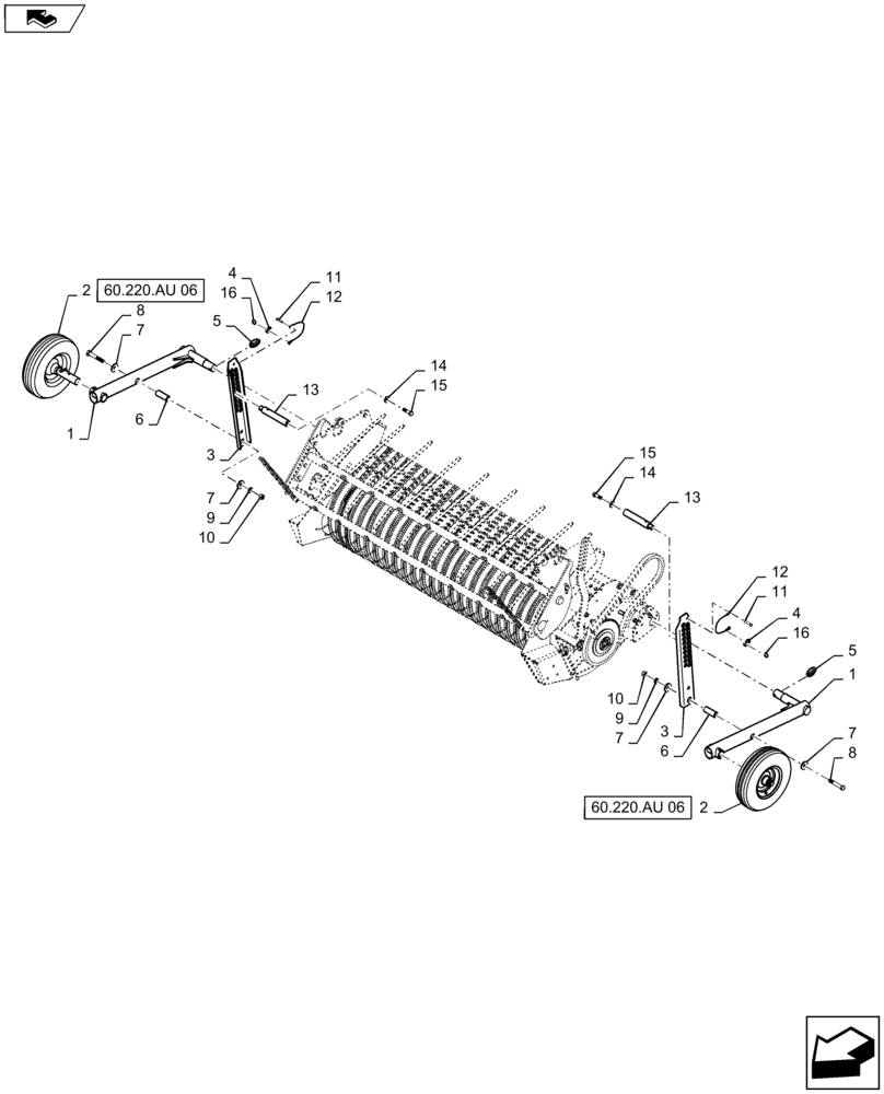 Схема запчастей Case IH RB565 - (60.220.AU[05]) - VAR - 726822 - PICK-UP WHEEL ASSY, NO TOOLS, OVERSHOT FEEDER PICKUP (60) - PRODUCT FEEDING