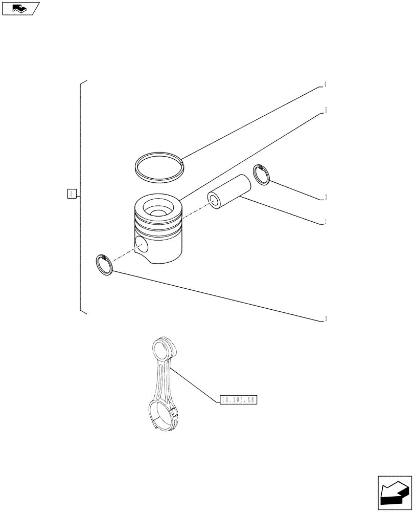 Схема запчастей Case IH F3BFE613E A015 - (10.105.AG) - PISTON & RINGS KIT (10) - ENGINE