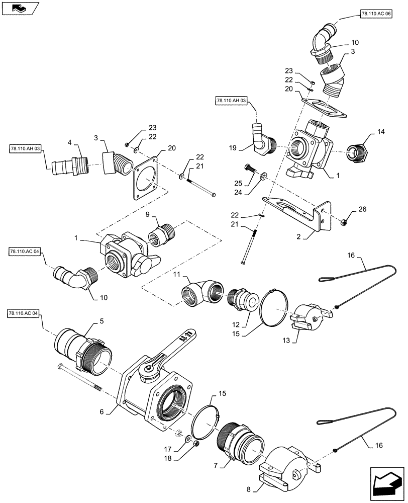 Схема запчастей Case IH 2240 - (78.110.AC[02]) - PIPE, PRODUCT FILL STATION, 3" PLUMBING (78) - SPRAYING