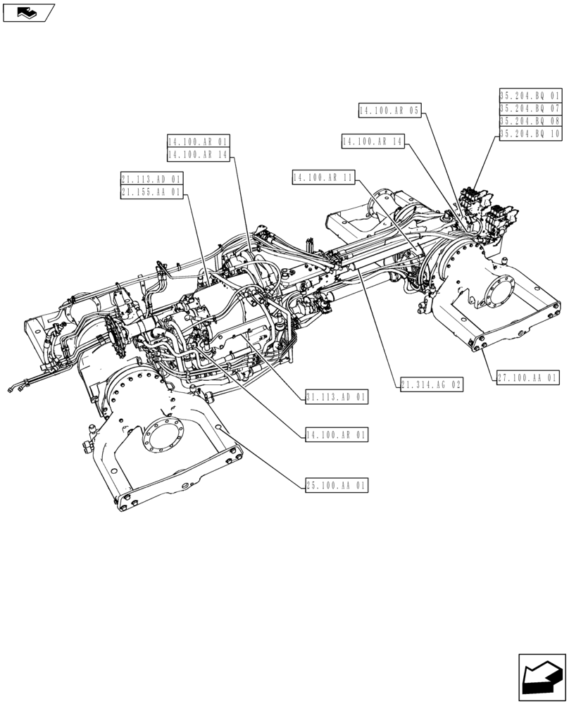 Схема запчастей Case IH STEIGER 400 - (00.000.03[01]) - PICTORIAL INDEX - MAIN SECTIONS - CHASSIS (00) - GENERAL & PICTORIAL INDEX