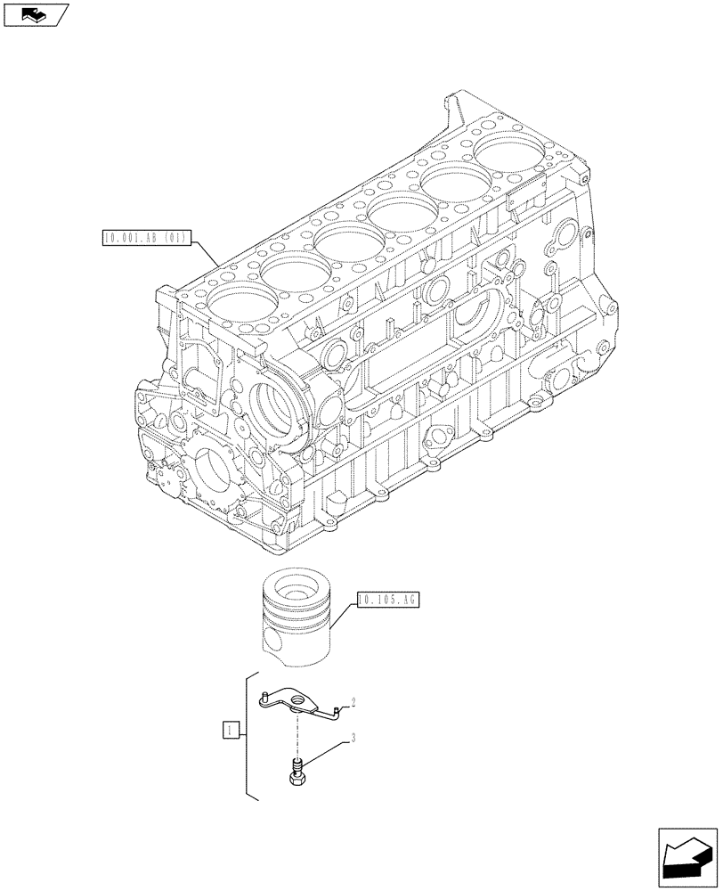 Схема запчастей Case IH F3BFE613E A003 - (10.304.AR) - PISTON COOLING NOZZLE (10) - ENGINE