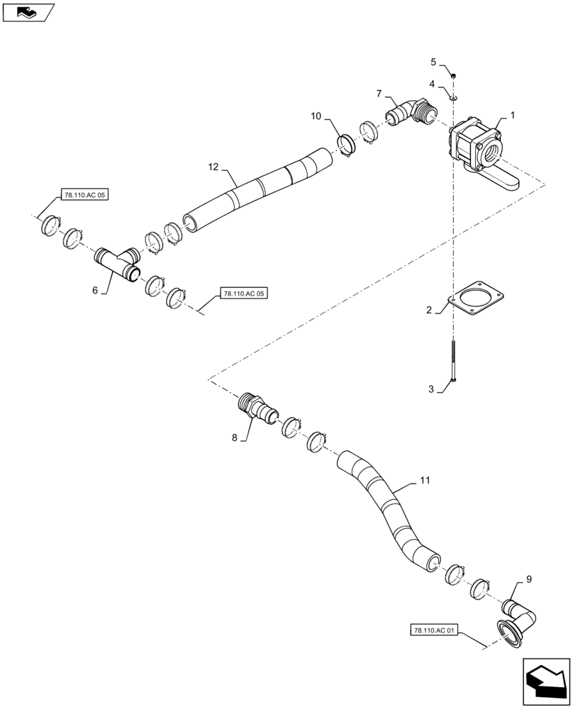 Схема запчастей Case IH 2240 - (78.110.AC[07]) - PIPE, SUCTION FILL, 2" PLUMBING (78) - SPRAYING