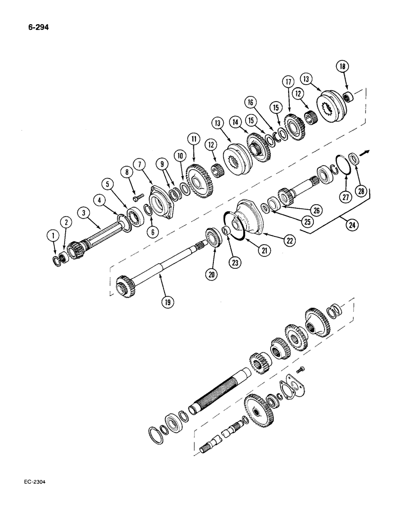 Схема запчастей Case IH 585 - (6-294) - SPEED TRANSMISSION, IN CLUTCH HOUSING (06) - POWER TRAIN