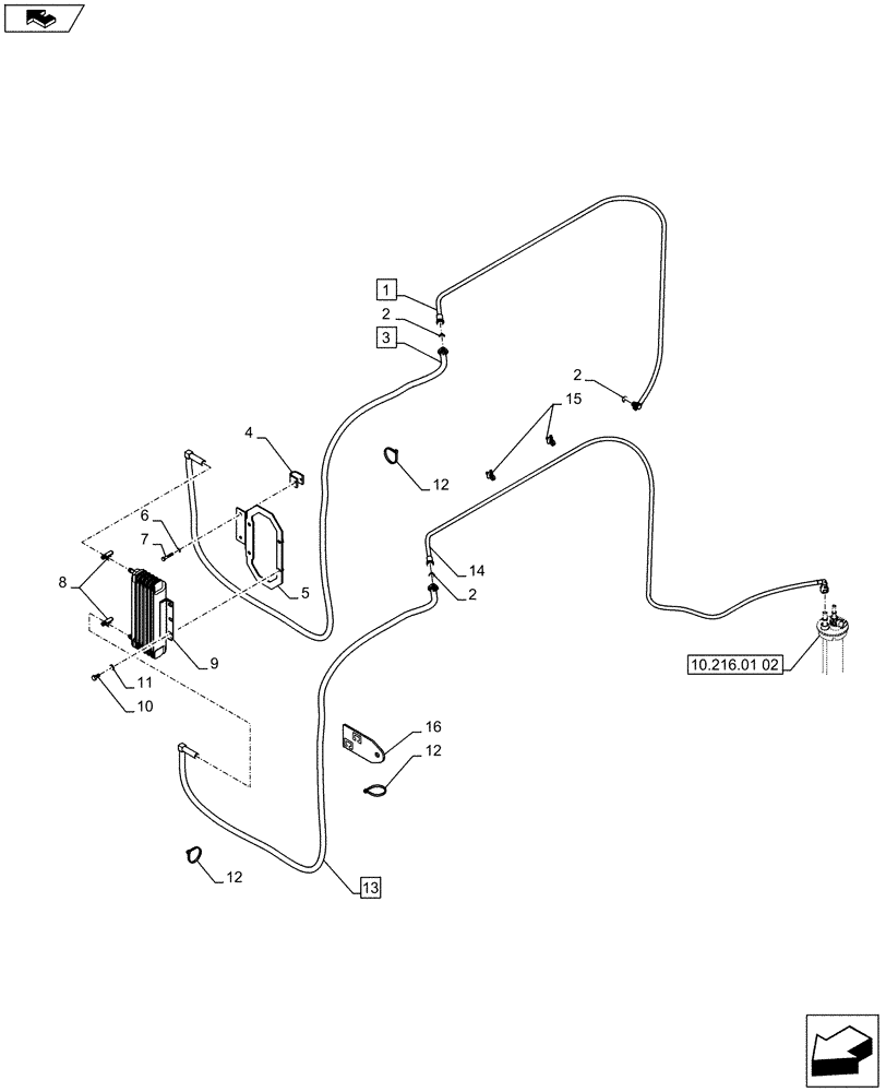 Схема запчастей Case IH PUMA 215 - (10.214.0203[01]) - FUEL COOLER AND FUEL LINE - C7381 (VAR.743830-744725) (10) - ENGINE