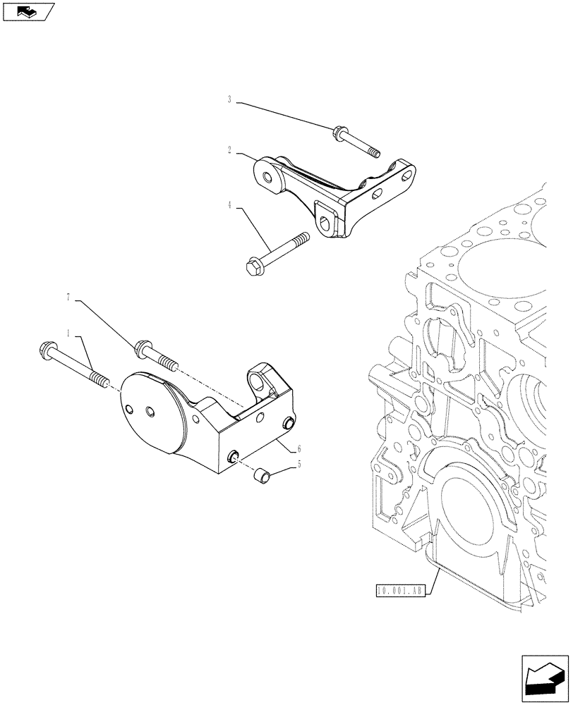 Схема запчастей Case IH F2CFE613L A022 - (55.301.AB) - ALTERNATOR, SUPPORT (55) - ELECTRICAL SYSTEMS