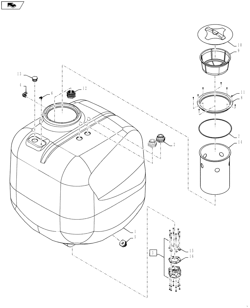 Схема запчастей Case IH 2240 - (78.110.AA[04]) - PRODUCT TANK, 3" FILL (78) - SPRAYING