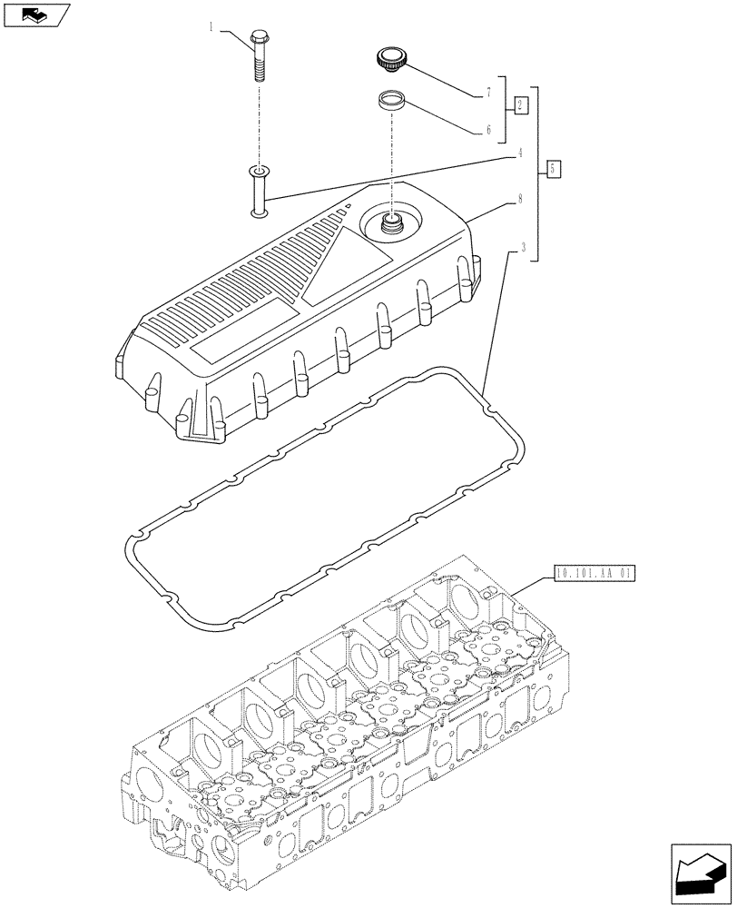 Схема запчастей Case IH F2CFE613L A022 - (10.101.AB) - CYLINDER HEAD, COVER (10) - ENGINE