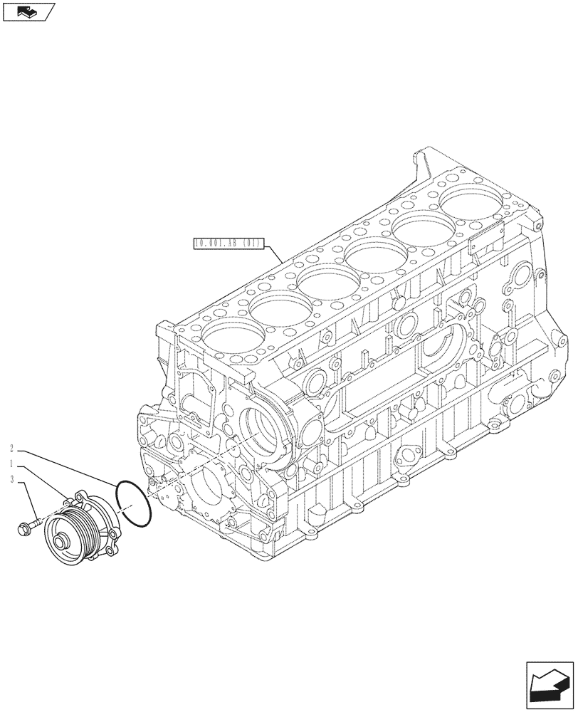 Схема запчастей Case IH F3BFE613E A015 - (10.400.BB) - WATER PUMP (10) - ENGINE