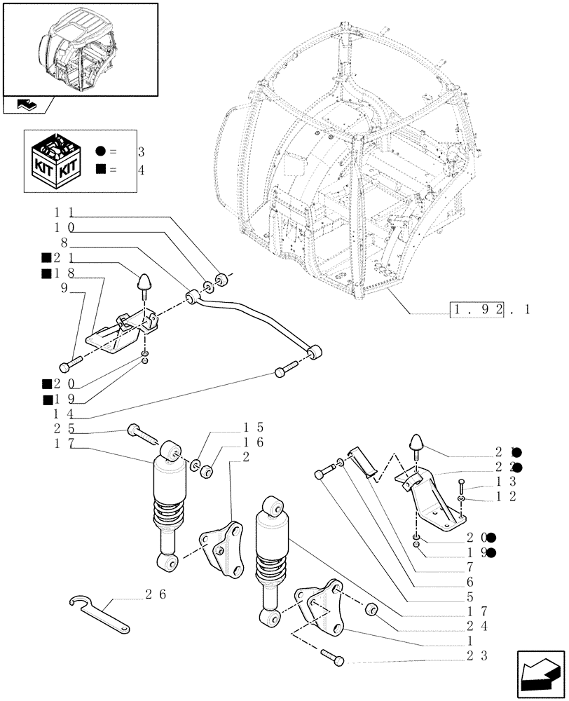 Схема запчастей Case IH PUMA 165 - (1.92.6/01) - (VAR. 635) CAB W/SUSPENSION - CAB SUPPORTS (10) - OPERATORS PLATFORM/CAB