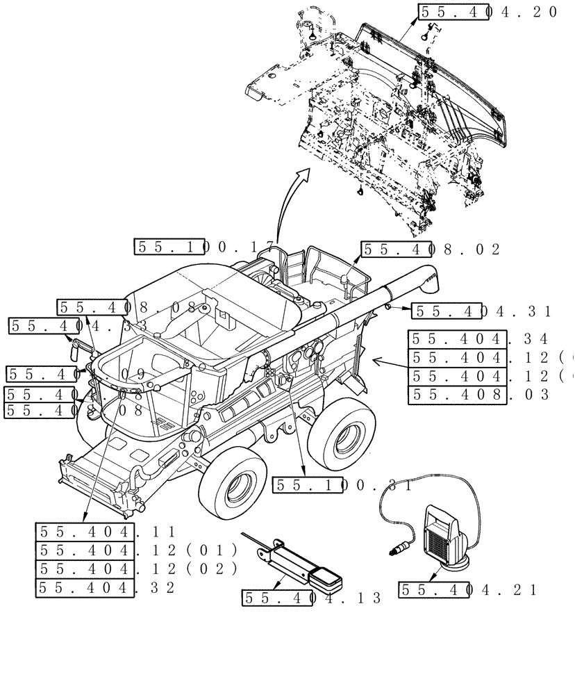 Схема запчастей Case IH 8120 - (00.000.55[02]) - PICTORIAL INDEX - ELECTRICAL, LIGHTING (00) - GENERAL & PICTORIAL INDEX