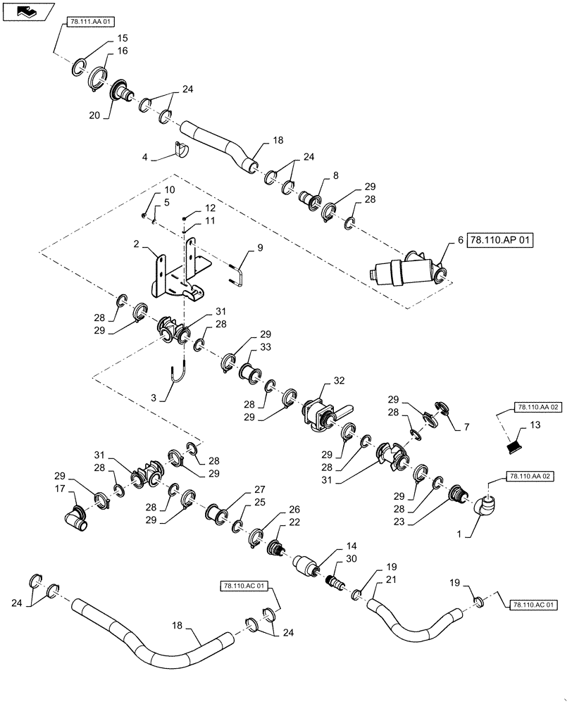 Схема запчастей Case IH 2240 - (78.110.AC[03]) - PRODUCT TANK SUMP, 2" PLUMBING (78) - SPRAYING