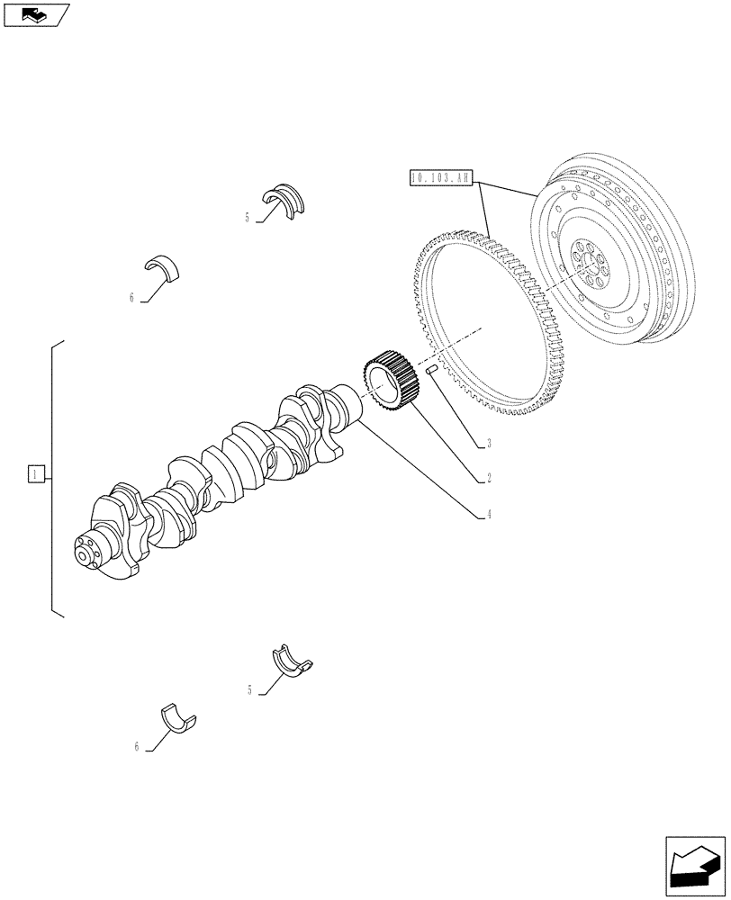 Схема запчастей Case IH F3BFE613E A015 - (10.103.AA) - CRANKSHAFT (10) - ENGINE