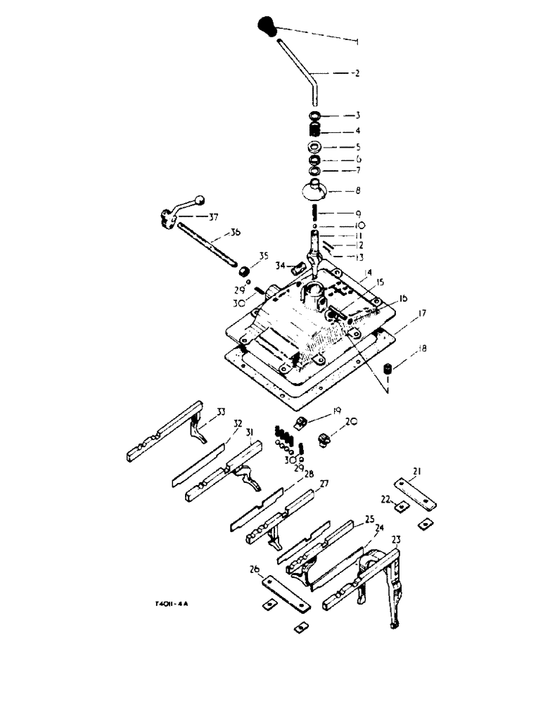 Схема запчастей Case IH 434 - (4-24) - GEAR SHIFTER MECHANISM ANDTRANSMISSION CASE COVER, FRONT - CHASSIS (06) - POWER TRAIN