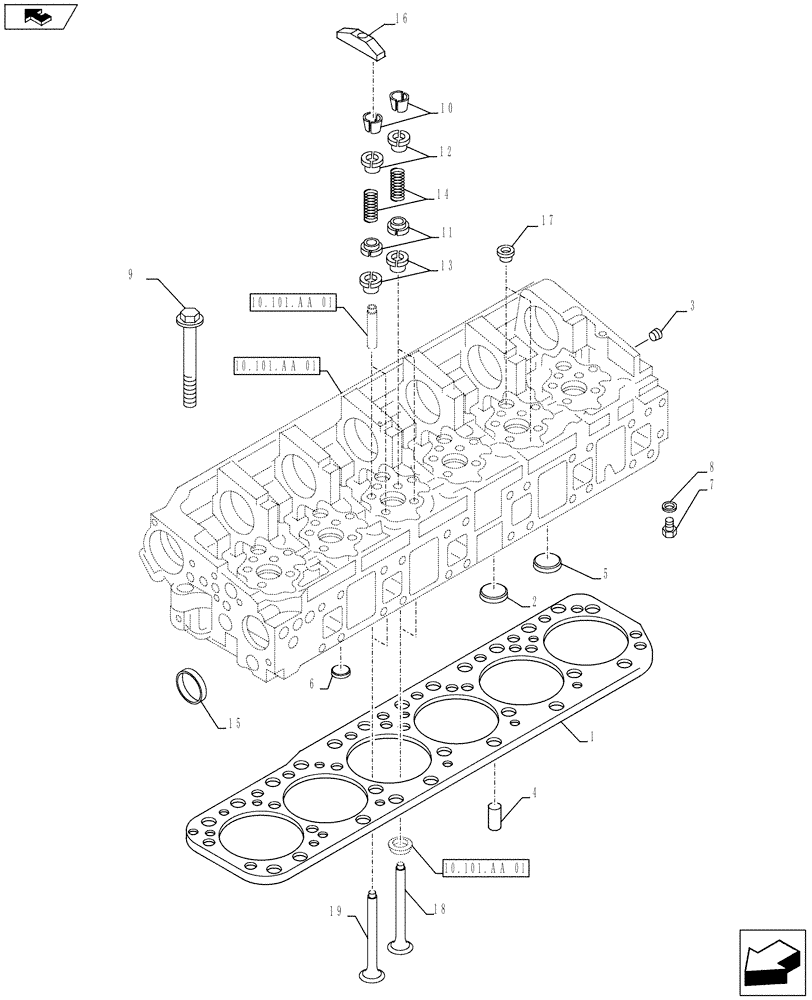 Схема запчастей Case IH F2CFE613L A022 - (10.101.AA[02]) - CYLINDER HEAD & RELATED PARTS (10) - ENGINE