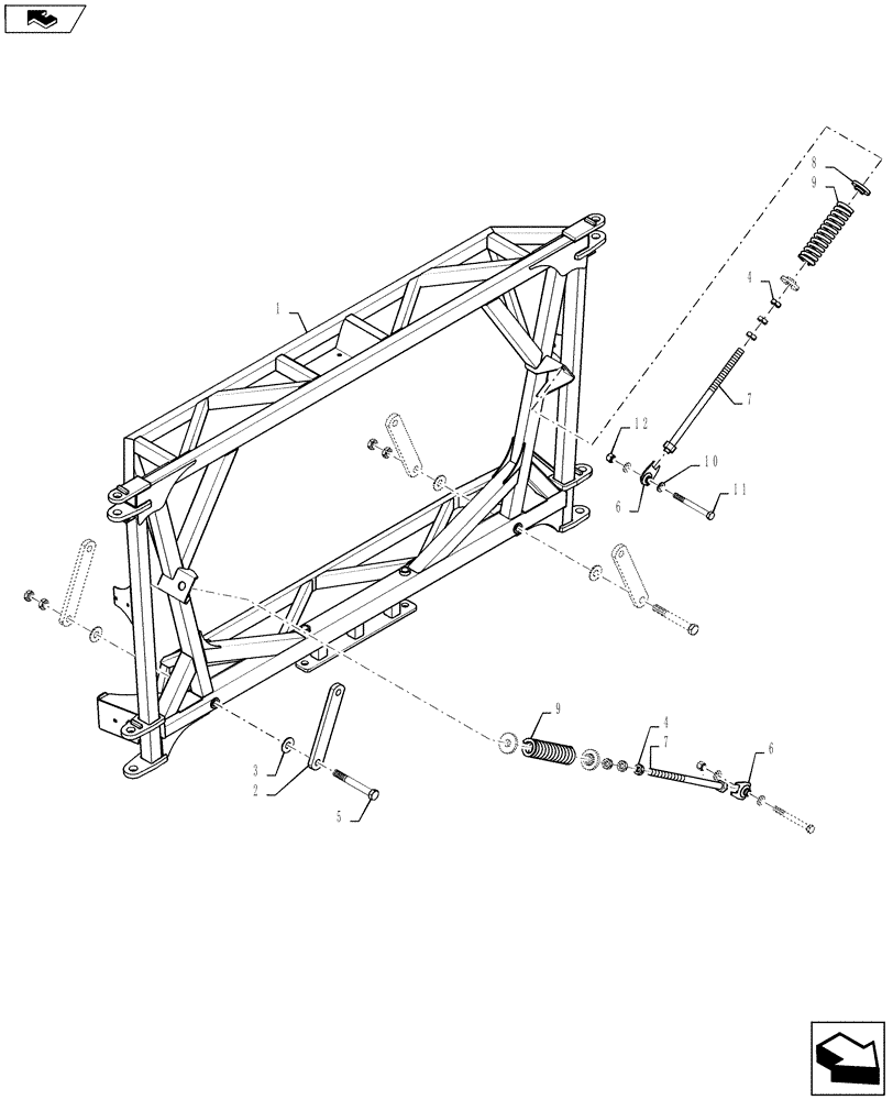 Схема запчастей Case IH 2240 - (39.130.AA[02]) - CENTER SECTION, 80/90 BOOM (39) - FRAMES AND BALLASTING