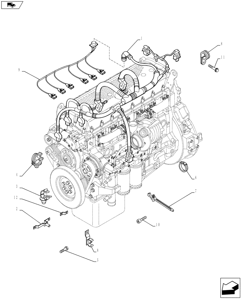 Схема запчастей Case IH F3BFE613E A012 - (55.010.AA) - ENGINE, CABLE (55) - ELECTRICAL SYSTEMS