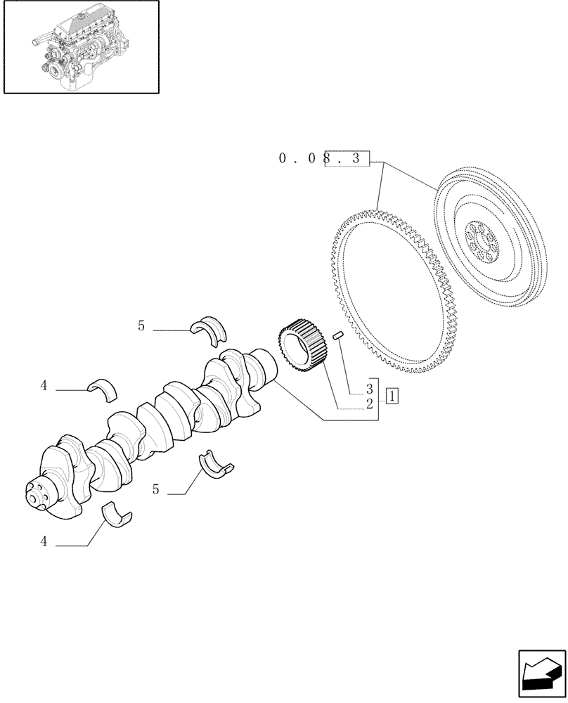 Схема запчастей Case IH F3AE0684G B001 - (0.08.0[01]) - CRANKSHAFT & RELATED PARTS (500386684) 