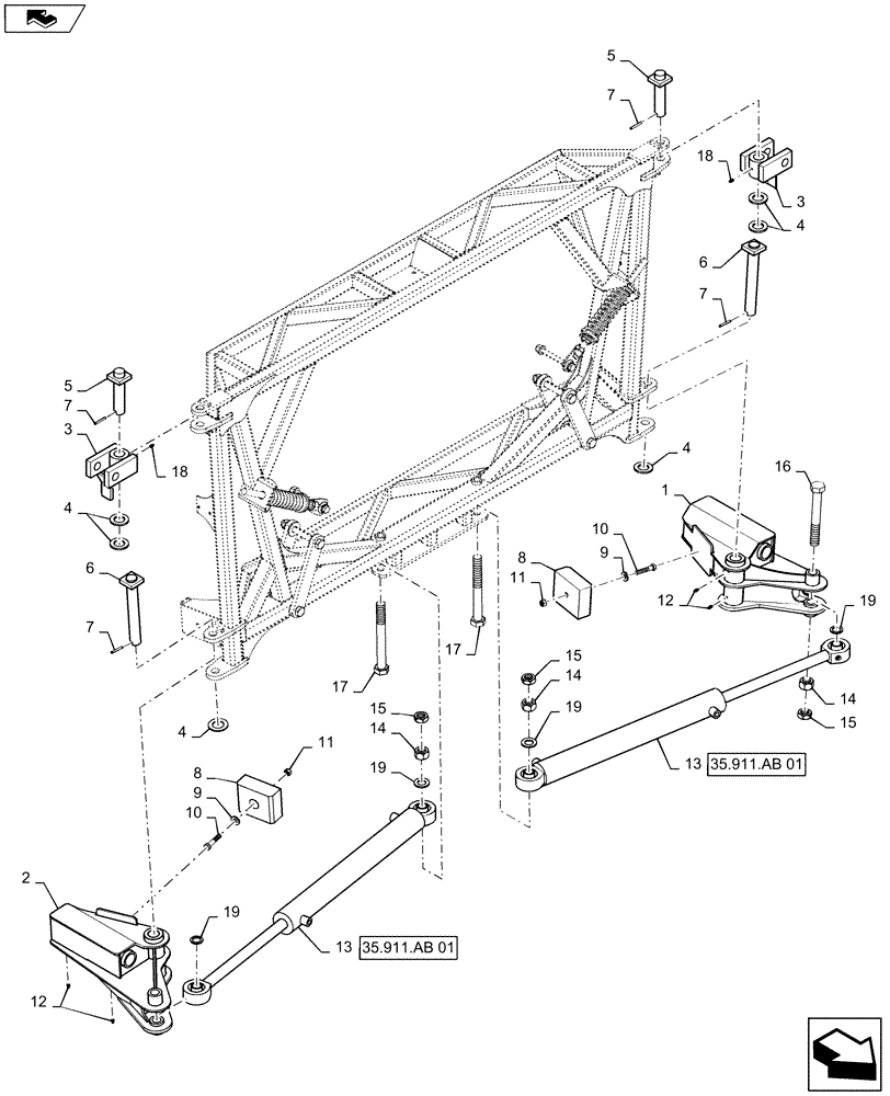 Схема запчастей Case IH 2240 - (39.130.AA[03]) - BOOM PIVOT, 80/90 BOOM (39) - FRAMES AND BALLASTING