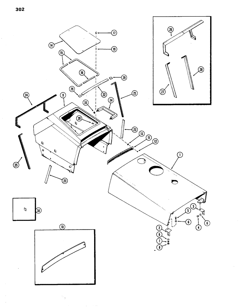 Схема запчастей Case IH 770 - (302) - HOOD AND HANDLES (09) - CHASSIS/ATTACHMENTS