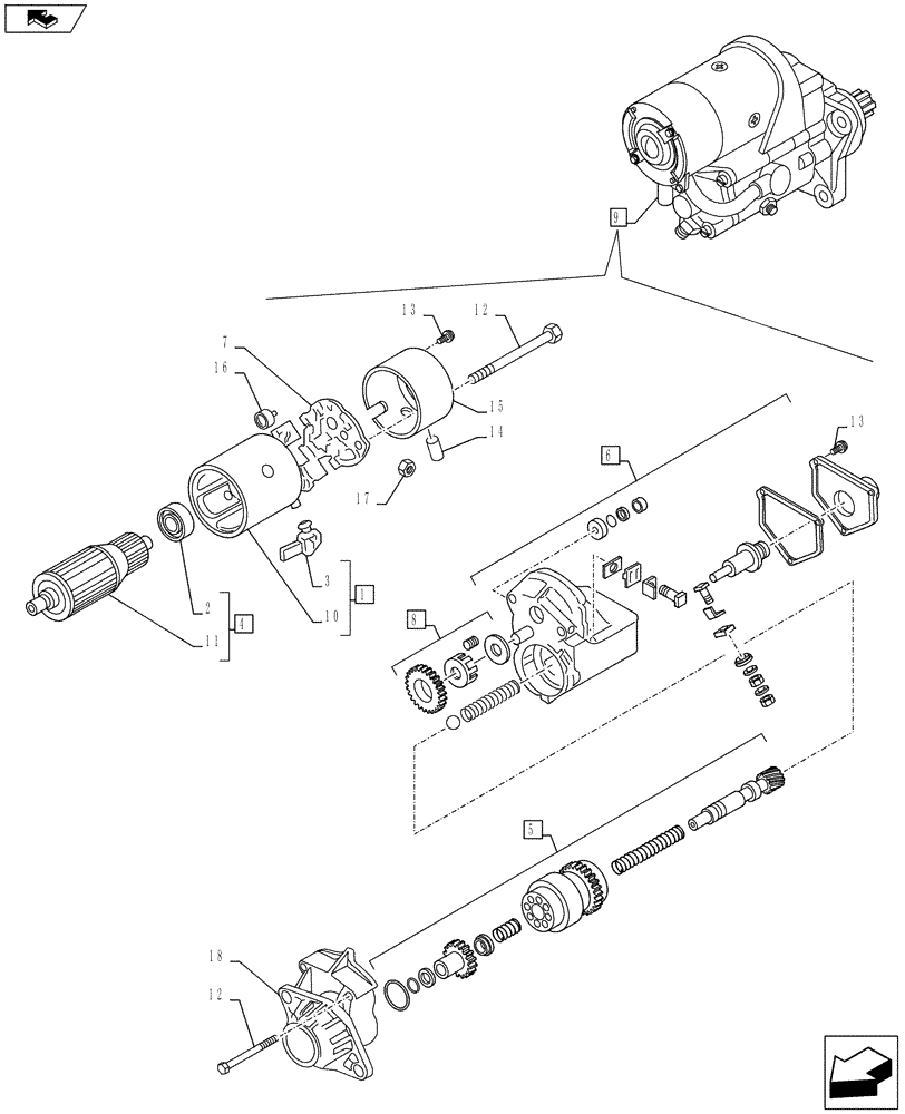 Схема запчастей Case IH F2CFE613L A022 - (55.201.AE[02]) - STARTER MOTOR, COMPONENTS (55) - ELECTRICAL SYSTEMS