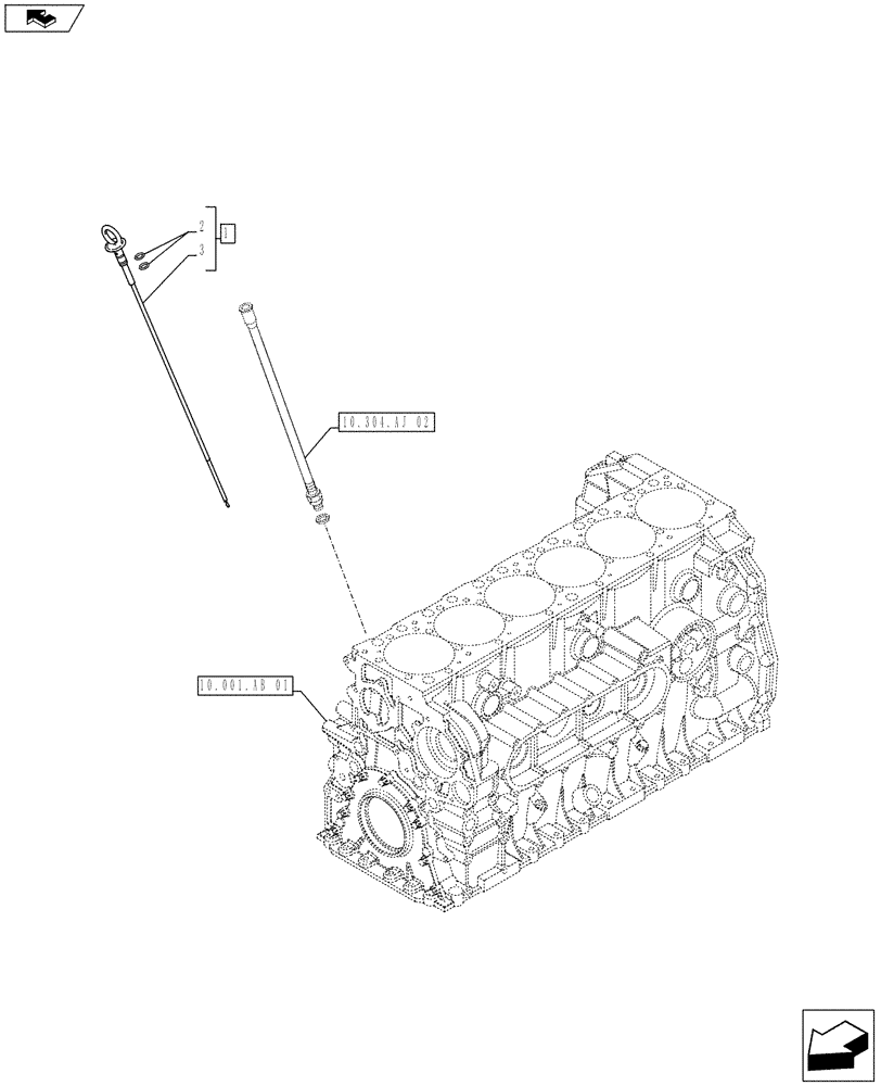 Схема запчастей Case IH F2CFE613L A022 - (10.304.AJ[01]) - ENGINE OIL DIPSTICK (10) - ENGINE