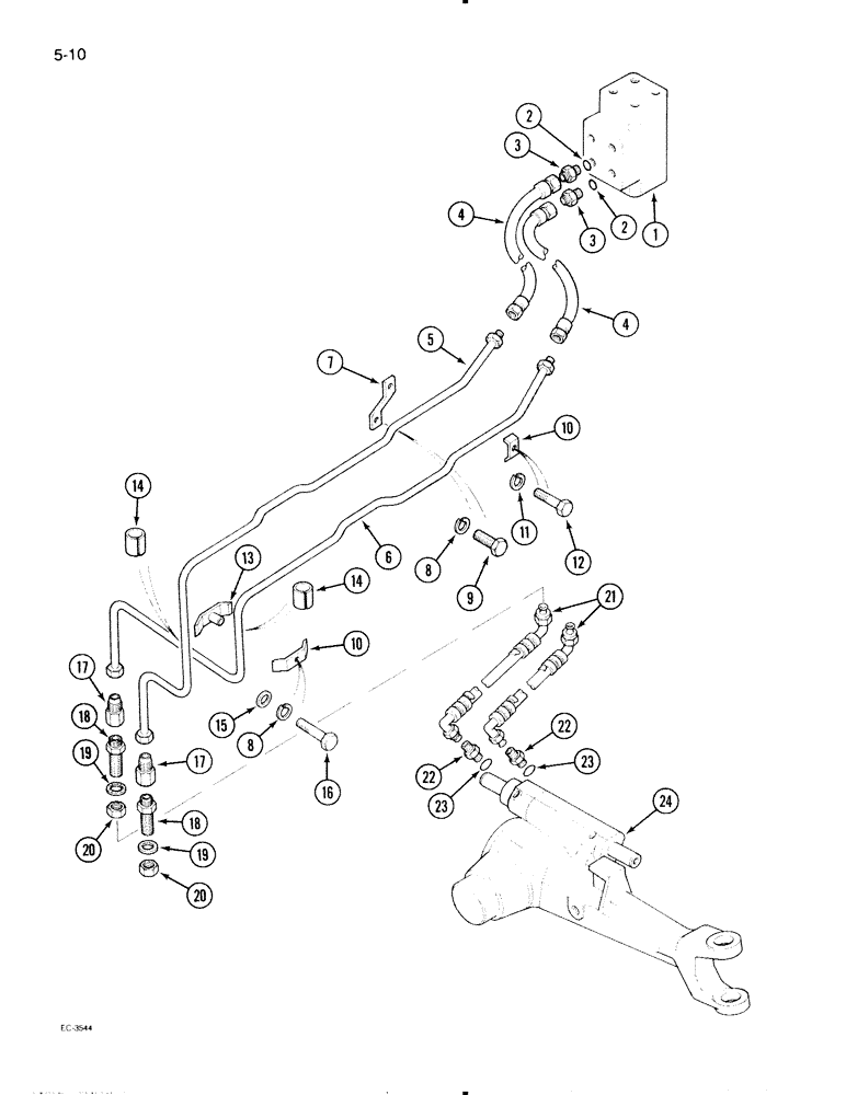 Схема запчастей Case IH 695 - (5-10) - POWER STEERING TUBES, FRONT, MFD TRACTOR (05) - STEERING