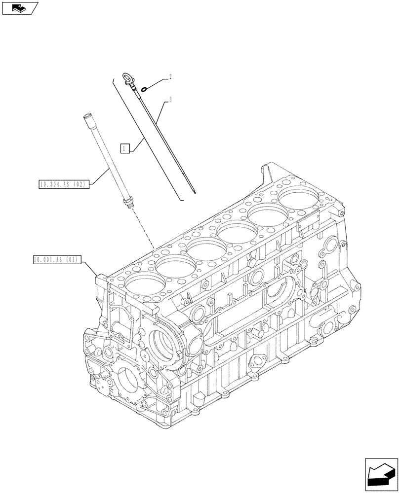 Схема запчастей Case IH F3BFE613E A003 - (10.304.AS[01]) - ENGINE OIL, DIPSTICK (10) - ENGINE