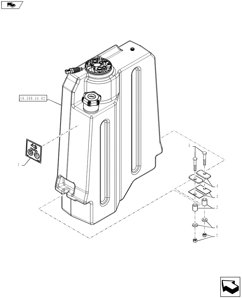 Схема запчастей Case IH 2240 - (10.500.AA[01]) - HEATED DEF TANK MOUNTING (10) - ENGINE