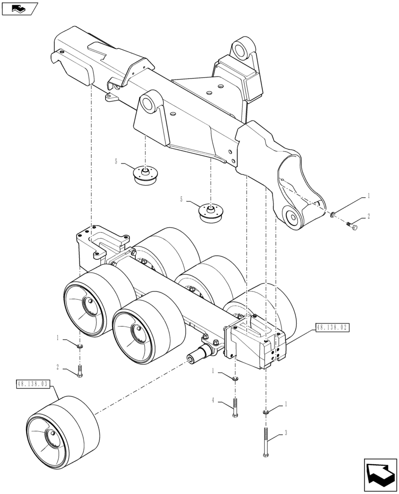 Схема запчастей Case IH QUADTRAC 550 - (48.138.01) - TRACK UNDERCARRIAGE AND ROLLERS (48) - TRACKS & TRACK SUSPENSION