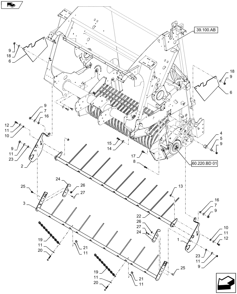 Схема запчастей Case IH RB565 - (60.220.CC[01]) - VAR - 726816 - WINDGUARD, 1.5M STANDARD PICKUP (60) - PRODUCT FEEDING