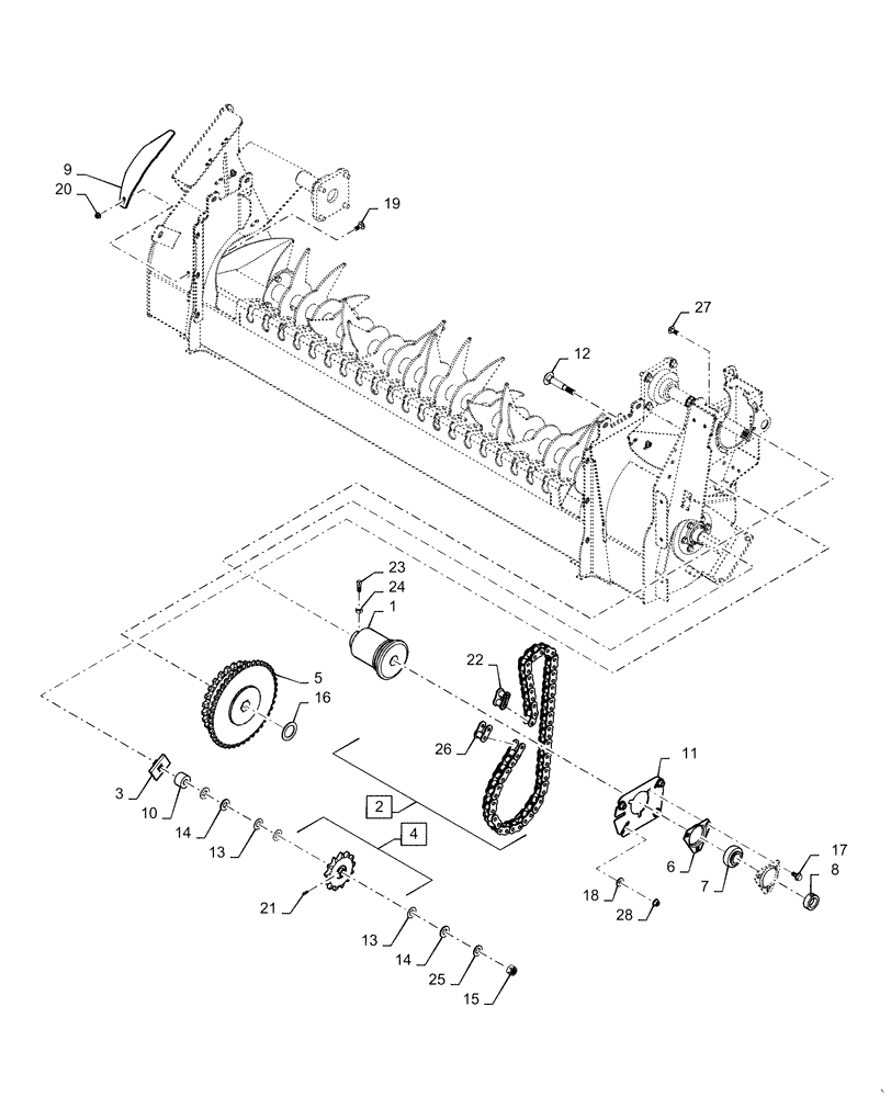 Схема запчастей Case IH RB565 - (60.260.BL[01]) - OVERSHOT FEEDER DRIVE, RH (60) - PRODUCT FEEDING