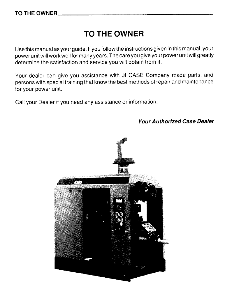 Схема запчастей Case IH 4390 - (001) - TO THE OWNER 