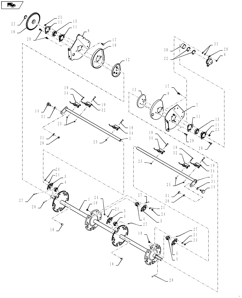 Схема запчастей Case IH RB565 - (60.220.BG[04]) - VAR - 726918 - 2M REEL 5-BAR, RUBBER MOUNTED TINES (60) - PRODUCT FEEDING