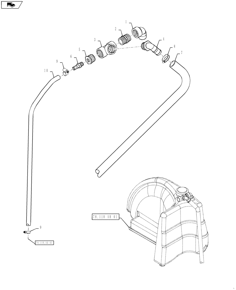 Схема запчастей Case IH 2240 - (78.110.AH[02]) - RINSE TANK SIGHT GAUGE (78) - SPRAYING