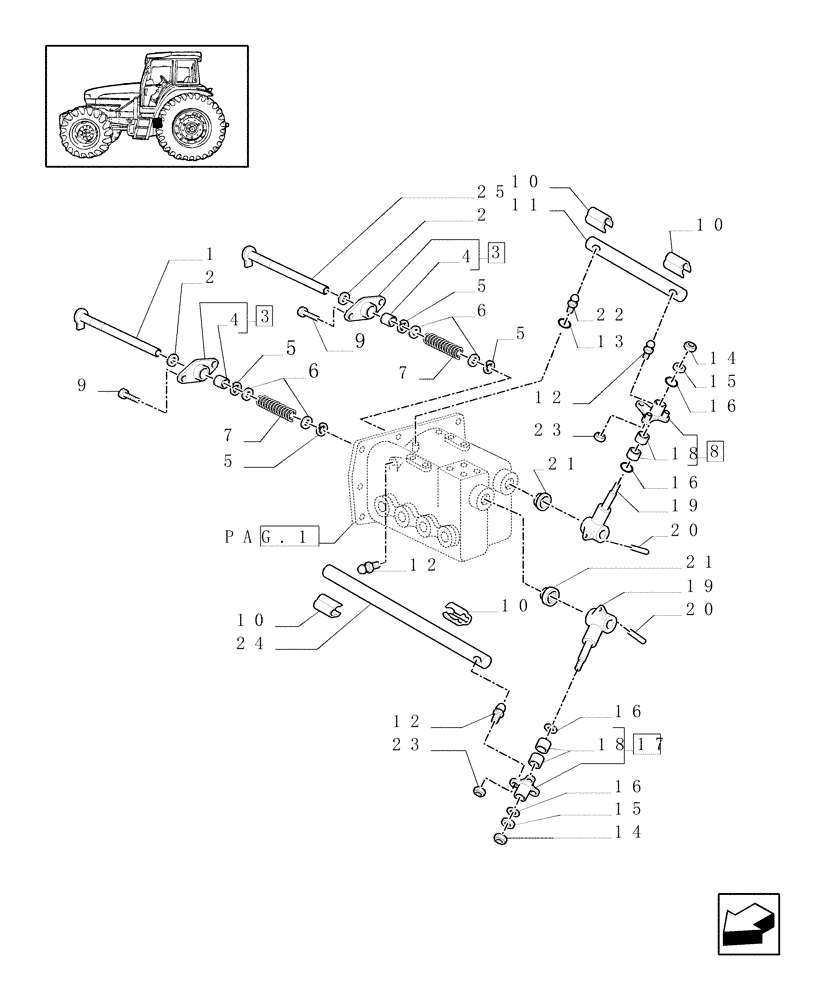 Схема запчастей Case IH MXM130 - (1.32.2/03[04]) - (VAR.272) HI-LO 24X12 (SHUTTLE 40 KM/H) / CENTRAL REDUCTION GEAR CONTROLS (03) - TRANSMISSION