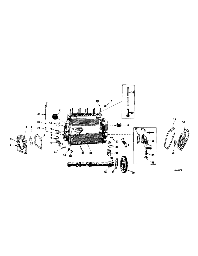 Схема запчастей Case IH FARMALL C - (011) - ENGINE, CRANKCASE, FRONT COVER, CAMSHAFT AND RELATED PARTS (01) - ENGINE