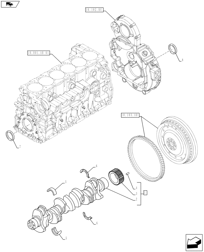 Схема запчастей Case IH F2CFE613L A022 - (10.103.AA) - CRANKSHAFT (10) - ENGINE