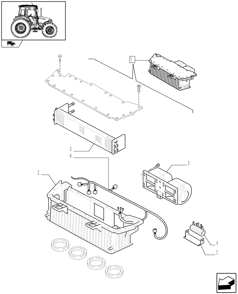 Схема запчастей Case IH FARMALL 90 - (1.92.94/ A[01A]) - HEATER - BREAKDOWN - D7039 (10) - OPERATORS PLATFORM/CAB