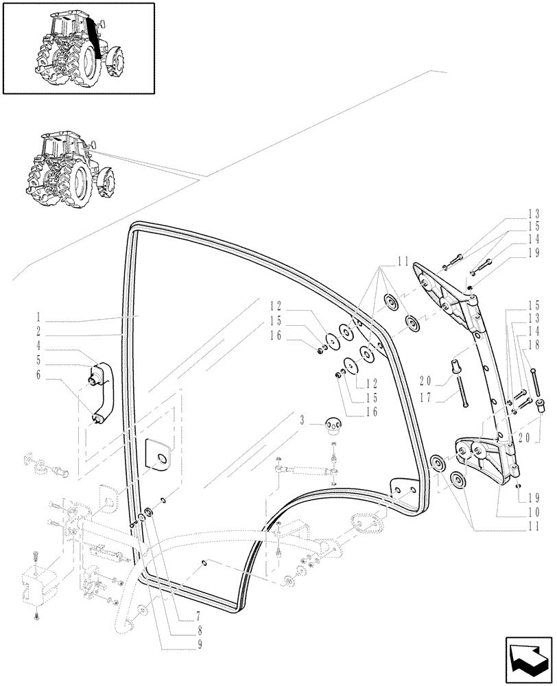 Схема запчастей Case IH MXU130 - (1.92.2[01]) - DOORS - C5521 (10) - OPERATORS PLATFORM/CAB