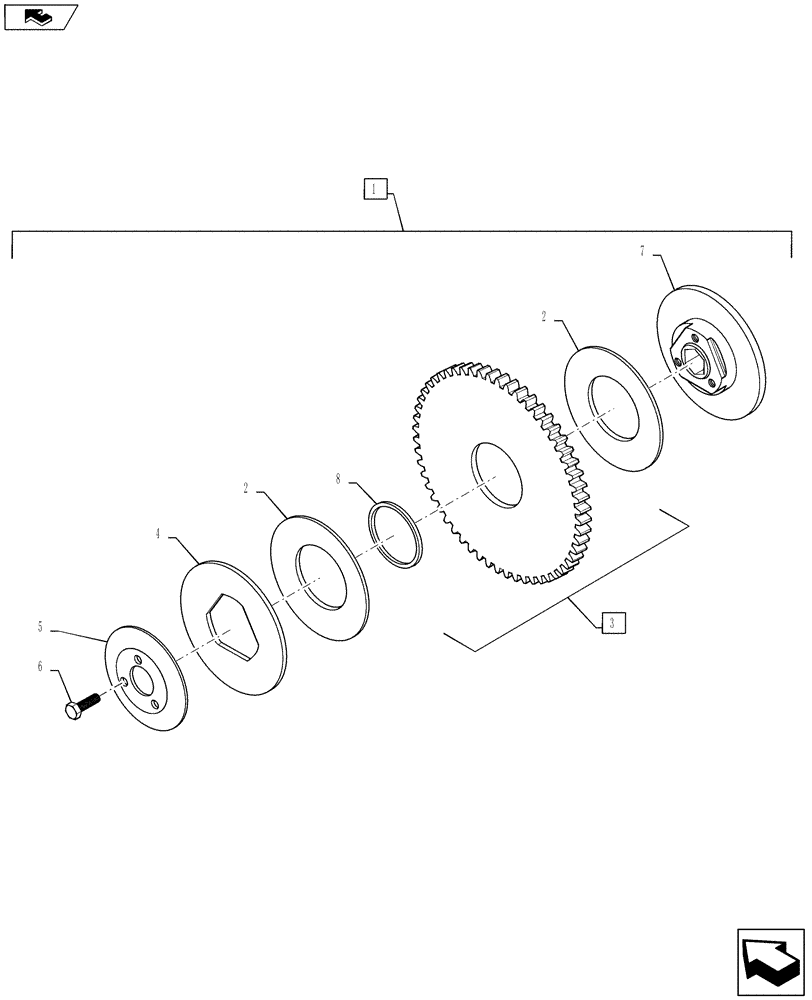 Схема запчастей Case IH RB565 - (60.220.AN[01]) - 1.5M STANDARD PICKUP SLIP CLUTCH (60) - PRODUCT FEEDING