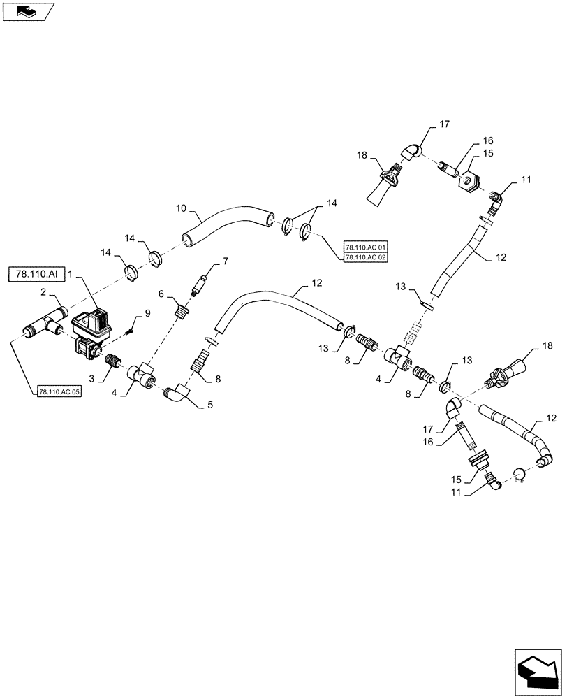 Схема запчастей Case IH 2240 - (78.110.AC[06]) - AGITATOR, PRODUCT AGITATION PLUMBING (78) - SPRAYING